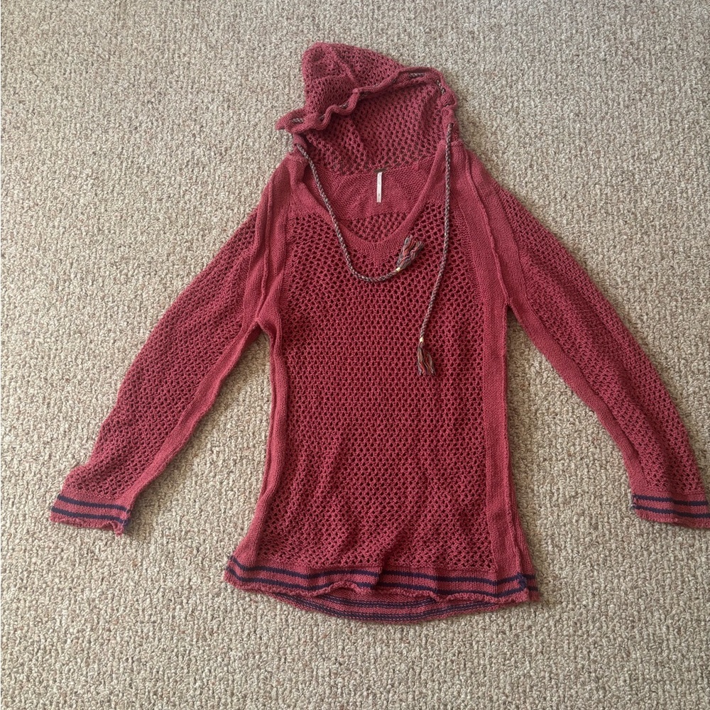 Free People Red Sweater with Hood